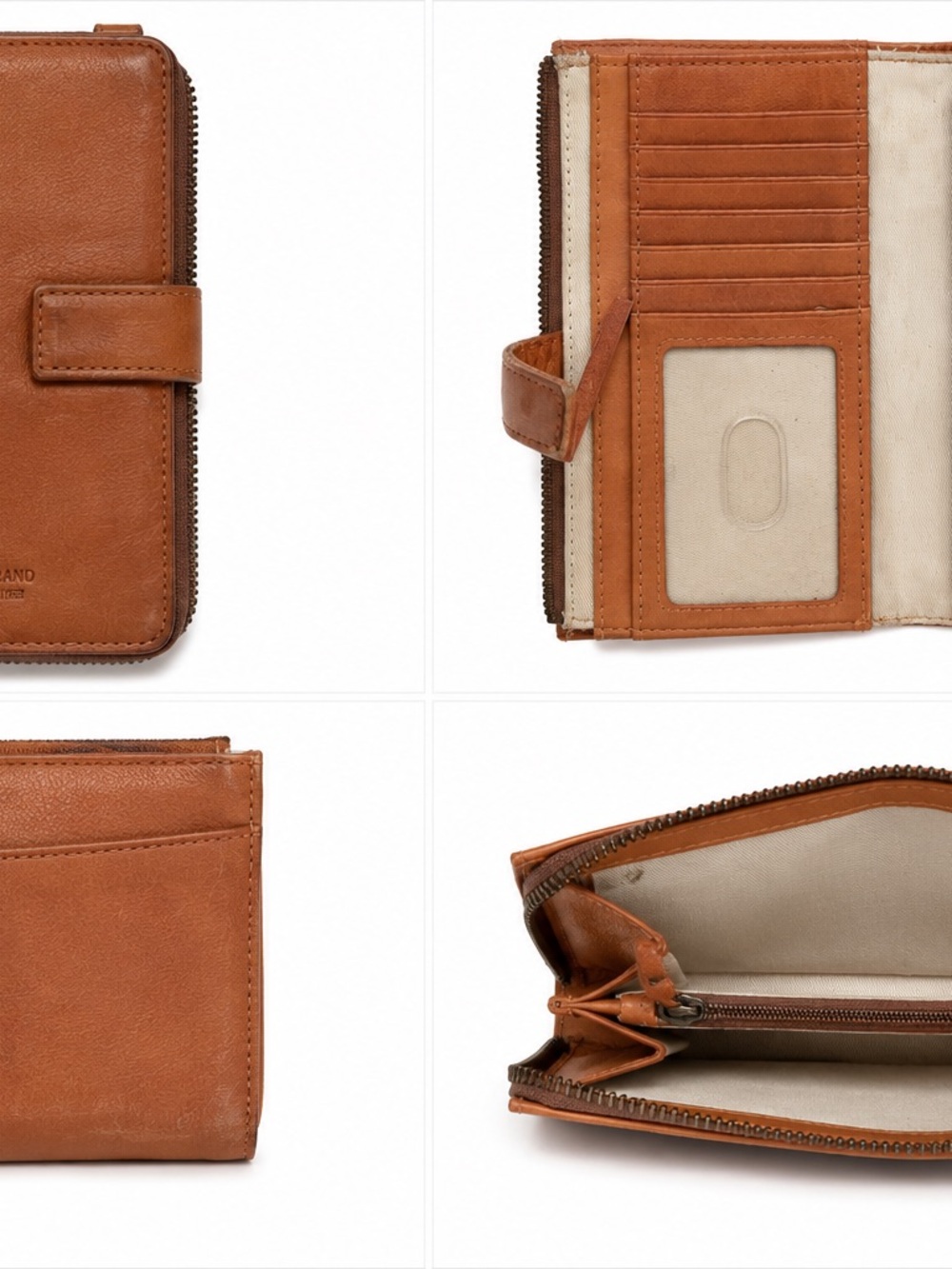 Lucky Brand Tan Leather Zip Wallet with Card Slots